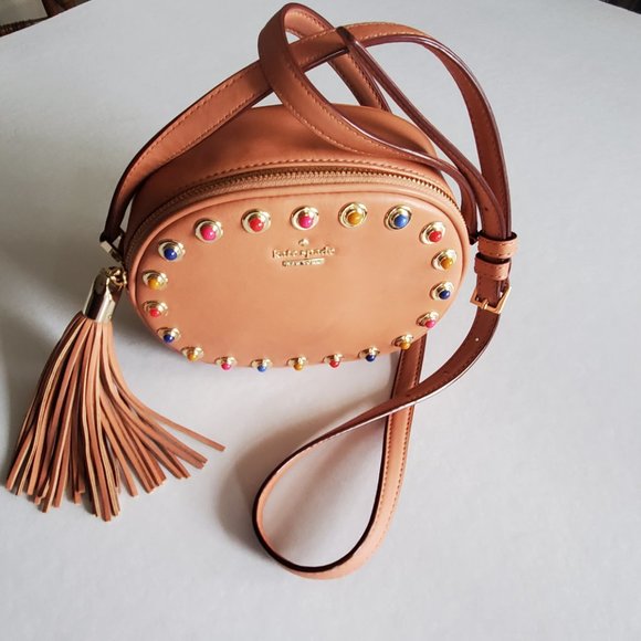kate spade Handbags - Kate Spade New York Tinley Colorful  Studs Leather Crossbody Marsala Bag
